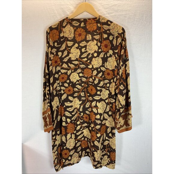 Soft Surroundings Brown Floral Autumn Cardi Long Duster Kimono LG topper jacket - Picture 2 of 7